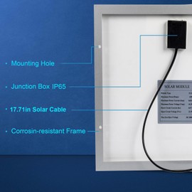 FUTURESOLAR 15 Watt 18 Volt Small Solar Panel, 15W 12V Mono High Efficiency Solar Module for Battery Charging, Security Camera, Automatic Gate, Chicken Coop, Boat, Off-Grid Applications (15W)
