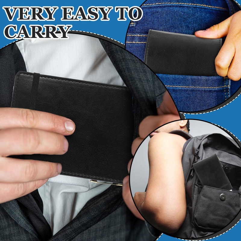 Resurhang 3 Pcs Reporters Notebook with PU Leather Cover Pen