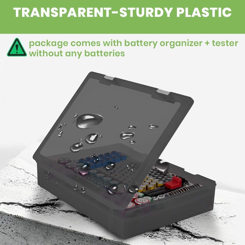 Battery Organizer Storage Holder- Batteries Case Containers Box with Tester