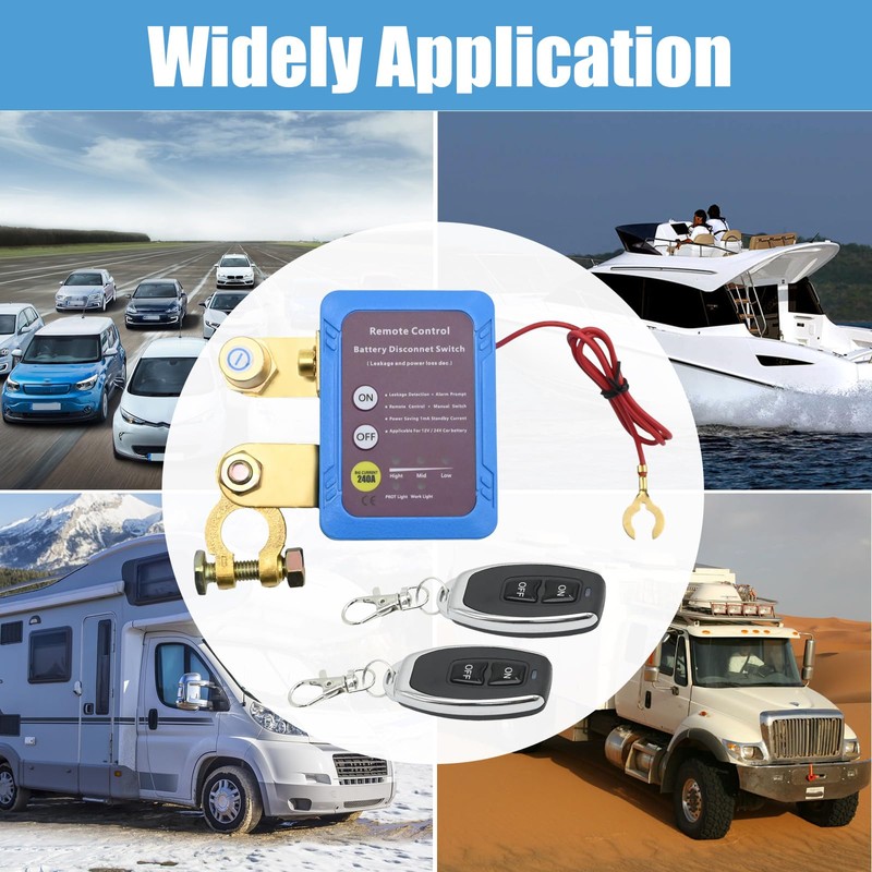 Vkinman 12V 240A Remote Battery Disconnect Switch, Anti Theft Car