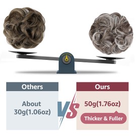 FeidyLong 2 PCS Messy Bun Hair Piece Wavy Curly Hair Bun Scrunchies Extensions Synthetic Chignon Thick Updo Hairpieces for Women Girls(Ash Blonde mix Light Gray)