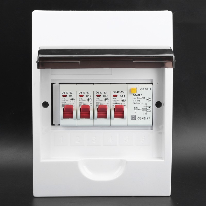 3 Way Fuse Box for 63A 30mA RCD+3MCB(6A+16A+32A) Power Supply