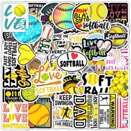 FUNWING Softball Stickers |50Pcs Waterproof Vinyl Decals for Water Bottles Laptop Luggage Cup Computer Mobile Phone Skateboard Guitar Dcor