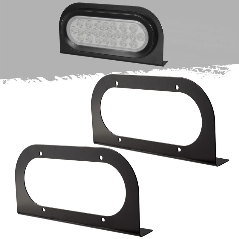 Partsam 2Pcs 6" Oval Tail Light Mounting Brackets [L Shaped]