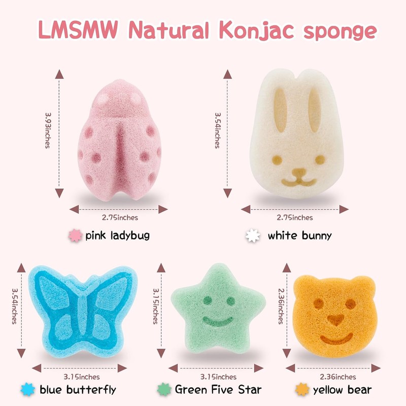 Juego De Esponjas Konjac Para Baño De Bebé LMSMW -