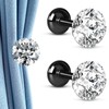 KOLAKO Curtain Holdbacks, Crystal Curtain Tie Backs Hooks, Black Metal