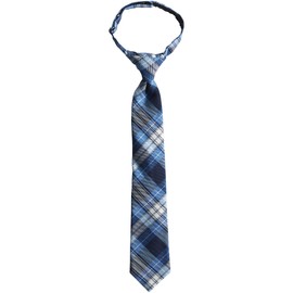 Lands' End Uniform Boys Pre Tied Plaid Tie Clear Blue Plaid Medium (7-12)