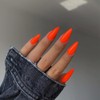Orange Press on Nails Almond Shaped 48Pcs Neutral Thick Fake