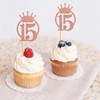 Unimall Pack of 24 Rose Gold Glitter Number 15 Cupcake