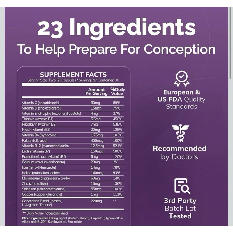 Conceive Plus Women's Fertility Support | Conception Vitamin Complex, Inositol,