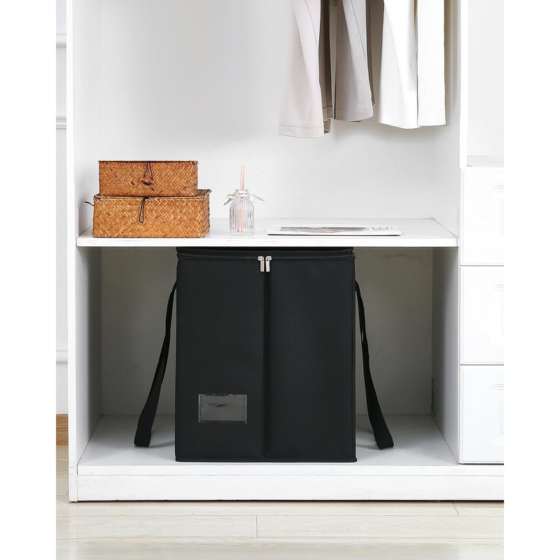 Qozary Clothes Hanger Organizer Bag-Rigid Hanger Storage Containers with Lid