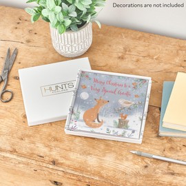 Hunts England - Luxury Boxed Auntie Cute Fox Christmas Card - Nature's Treasures - For Her, Female - Robin, Owl, Squirrel - From Niece, Nephew, Kid, Child, Adult - Card In Keepsake Box