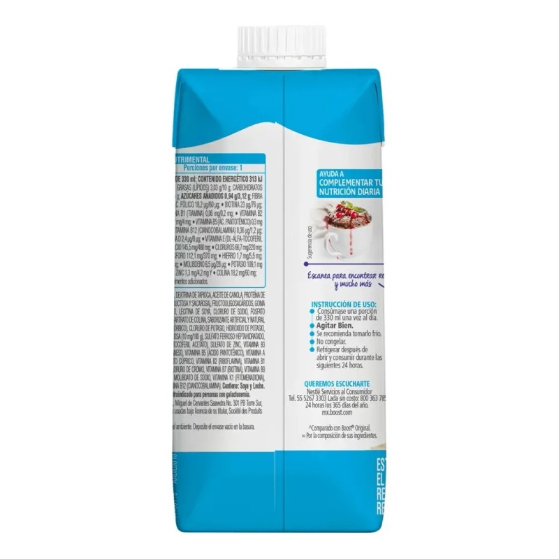 Boost Menos Azúcar Suplemento Alimenticio Mix Sabores Caja Piezas 330