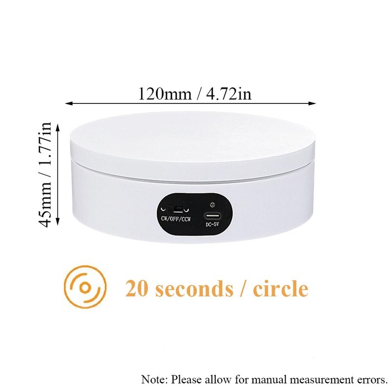 TopHomer Rotating Display Stand, 360° Electric Rotating Platform 5KG Load