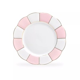 Grace's Teaware Grace Teaware 8" Pink Gold Scallop Fine Porcelain Dessert Plate Set of 4
