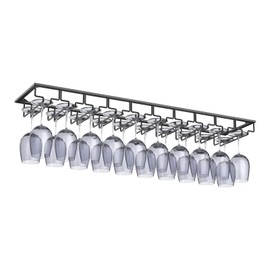 Xverycan Wine Glass Rack Under Cabinet, 10 Row Extreme Large Stemware Hanger, Metal Wine Goblet Holder, DIY Bar Glass Storage Rack for Bar Counter, Kitchen, Screws Included