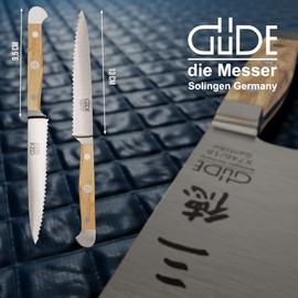 GÜDE Solingen - Tomatenmesser mit Welle geschmiedet, 13 cm, Olivenholz, ALPHA OLIVE, Doppelkropf, Handmade Germany
