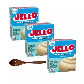 Jell-O Pudding 1oz Box(3-Pack) w/ Wooden Spoon (Zero Sugar White Chocolate)