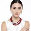 Aheli Pearl Mala Maroon Necklace with Earrings for Women Indian