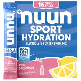 Nuun Sport Electrolyte Powder Packets with Magnesium, Calcium, Potassium, Chloride, and Sodium, Hydration Packets for On-the-Go, Pink Lemonade Flavor, Gluten Free & Vegan, 16 Single Servings