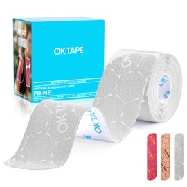 OK TAPE Synthetic Kinesiology Tape Precut Strips, Waterproof Kinesiology Athletic Tape for Muscle Support and Recovery, Reduce Muscle Discomfort Tape, Durable, 2in×16.4ft Roll 20PCS | Gray