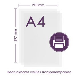 TRITART A4 Tracing Paper Sheets 100g/qm - 125 Printable Technical Drawing Paper Sheets for Ink, Pencil and Markers - Translucent Paper