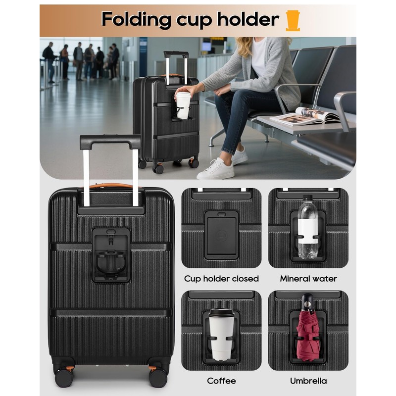 Joyway Carry on Luggage Airline Approved with Front Pocket, Hardside