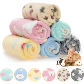 ABFEKIEA Guinea Pig Bedding Blankets - 6 Pack Soft Fleece Liner Small Animal Cage Accessories for Rat Hedgehog Chinchilla Hamster Rabbit Bunny, Washable Sleep Mat Bedding Accessories (13.7"*13.7")