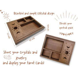Tarot Card Holder Stand Display, Cute Witchy Desk Decor, Decorative Box for Altar Decor Witchy Boho Room Decor Aesthetic for Bedroom Tarot Card Accessories Crystal Holder Case Witchy Gifts for Women
