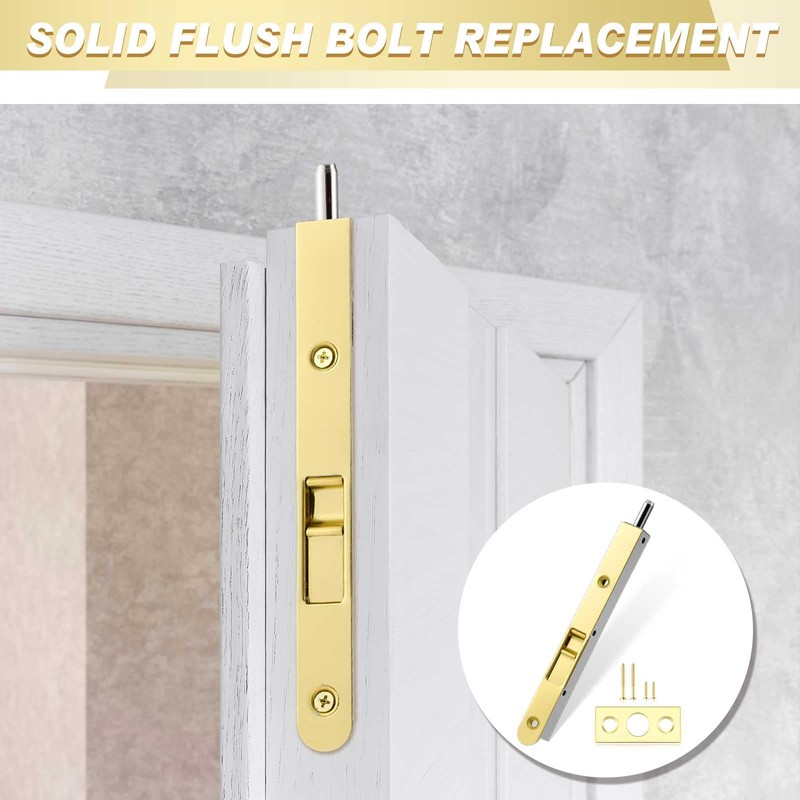 Hicarer 4 Pcs 7 Inch Solid Brass Flush Bolt French