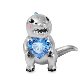 GNOCE Dinosaur Embraces Heart Gemstone Charm Sterling Silver Animal Bead Jewelry Gift For Women Wife Fit Snake Chain Bracelets/Necklace…