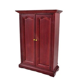 Melody Jane Dolls House Mahogany Double Door Wardrobe Miniature 1:12 Bedroom Furniture