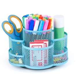 Topwey Pen Holder for Desk, Rotating Pencil Holder, Cup Holder for Desk Office, Pen Organizer (Sky Blue)