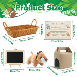 38 Pcs Jungle Themed Favors Boxes,Animal Party Favors,Mini Stuffed Animals Plush Toy Set Includes 12pc dolls,2pc box,12pc cards,1pc basket,1pc blackboard for Birthday Party Supplies Decoration
