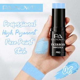 PASNOWFU Light Blue Face Paint Stick, Waterproof Body Paint Eye Black Stick