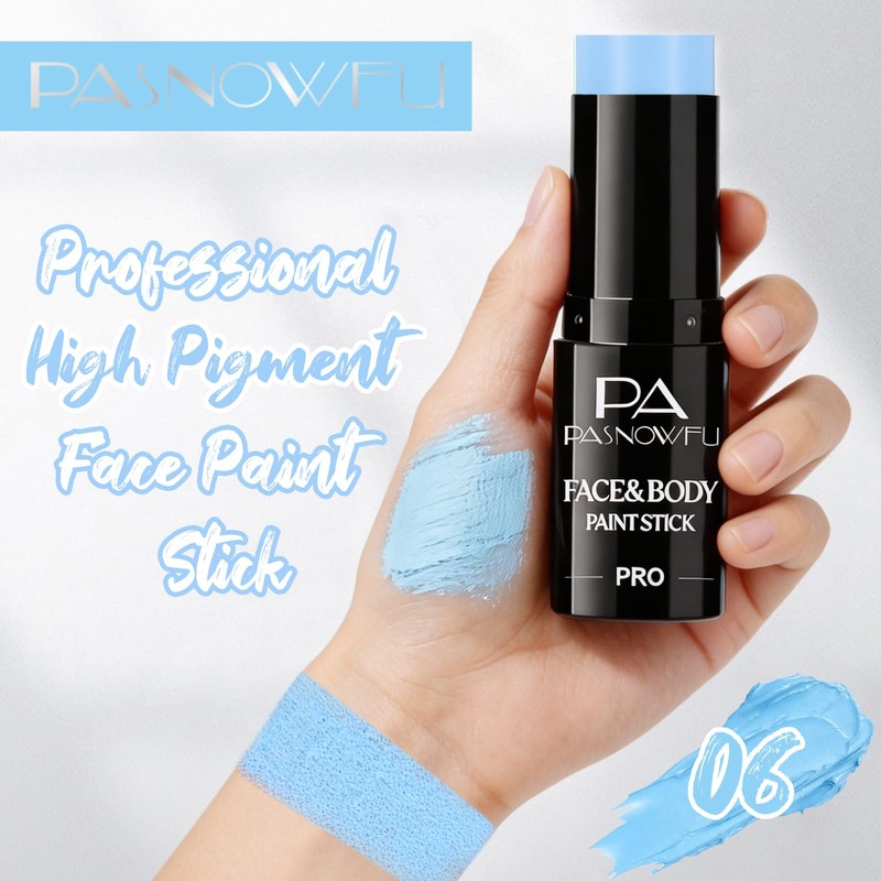 PASNOWFU Light Blue Face Paint Stick, Waterproof Body Paint Eye