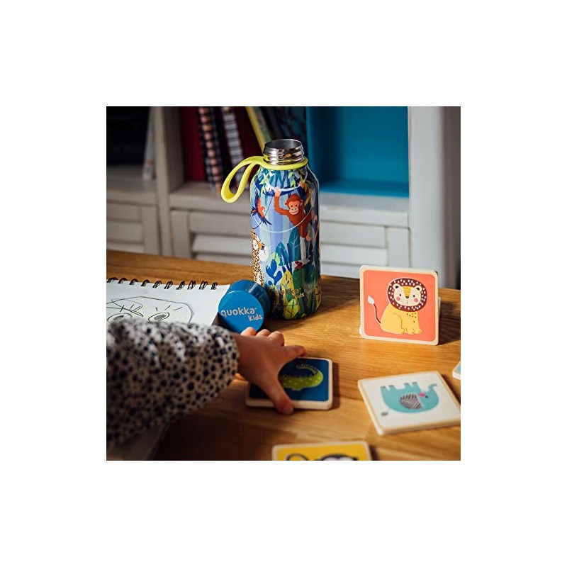 Quokka Kids Solid Jungle Thermal Bottle with Stainless Steel Hanger