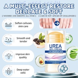3pcs Urea Foot Cream 60 Percent Plus 2% Salicylic Acid - Cracked Heel Repair Cream - Urea Cream Deep Moisturizing - Foot Moisturiser for Cracked Heels and Dry Skin - Skin Care Hands & Feet