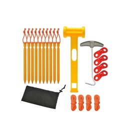 Tiardey 10Pcs Aluminum Lightweight Tent Stakes Set, Camping Tent Stakes Accessories Kit,Tent Stakes, Plastic Hammer, Nail Puller with Bag for Easy Camping - Yellow