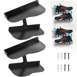 2 Pack H Type Floating Shoe Rack for Wall, Metal Wall Mount Floating Shoe Shelves, Wall Mount Floating Sneaker Display Rack, Levitating Shoe Organizer for Sneaker Collector Advertising Exhibition