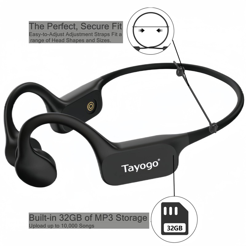 Tayogo Bone Conduction Headphones Swimming, Bluetooth 5.3 Underwater MP3 Open-Ear