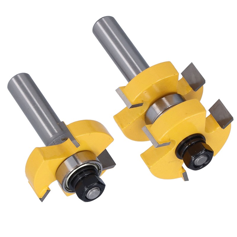 2Pcs Tongue Groove Router Bit T Shape 3 Teeth 2