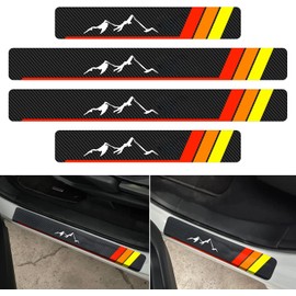 DAOPERS 4Pcs Carbon Fiber Car Door Sill Plate Protectors Stickers - Front/Rear Door Entry Guard Compatible with Toyota Tacoma 4Runner Tundra Rav4 Highlander Sequoia