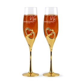 Custom Toasting Flute Glasses, Seemless Champagne Flutes Set Of 2 With Box, Bride And Groom Champagne Glasses, Set of 2 Toasting Flutes For Wedding Couples