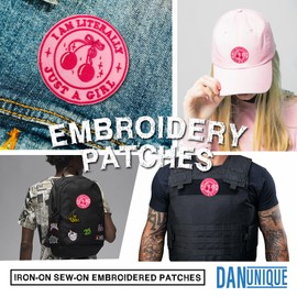 I'm Literally Just A Girl Embroidered Patch Cherry Bow Embroided Patches Cute Girly Sew on Iron On Embroidery Patch for Caps, Bags, Backpacks, Hat, Jackets, Uniform DIY PVC Gifts for Her Him 3 Inches