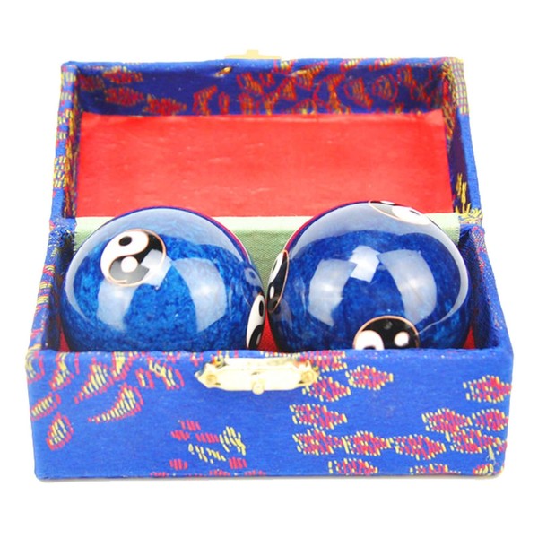1.85'' Cloisonne Health Hand Balls Yin-Yang Chinese Meditation Baoding Feng