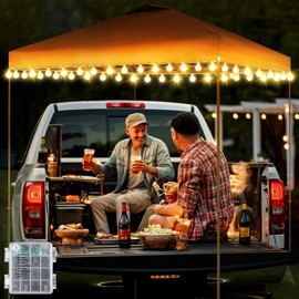 Hohean 1 Pack Canopy Tent Lights, 40ft 80LEDs Canopy Lights Outdoor Battery Powered with 8 Modes, Bright Camping Canopy String Lights for 10' x 10' Pop Up Canopy Tent, Suitable for Tailgate Party
