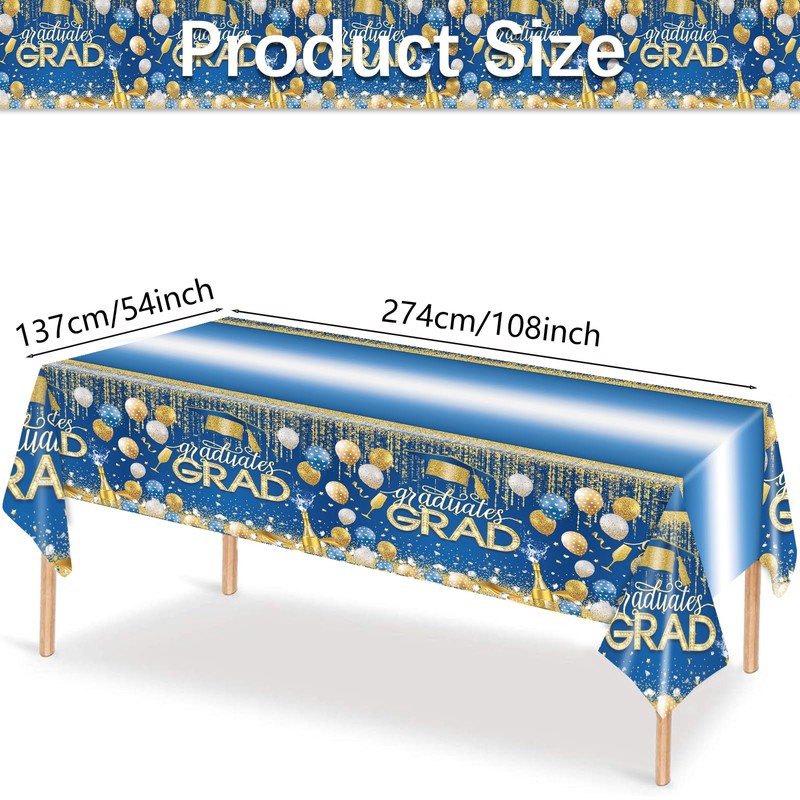 3pcs Graduation Tablecloth Disposable, 54in x 108in Graduation Decorations for