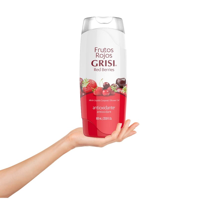 GRISI |Shower Gel, Jabón Líquido Corporal Frutos Rojos, 800 ml