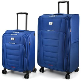 Verdi Luggage Sets of 2 Suitcase with Spinner Wheels Softside Expandable, Carry On Luggage with USB Port (Navy, 2-Piece set(20/28))